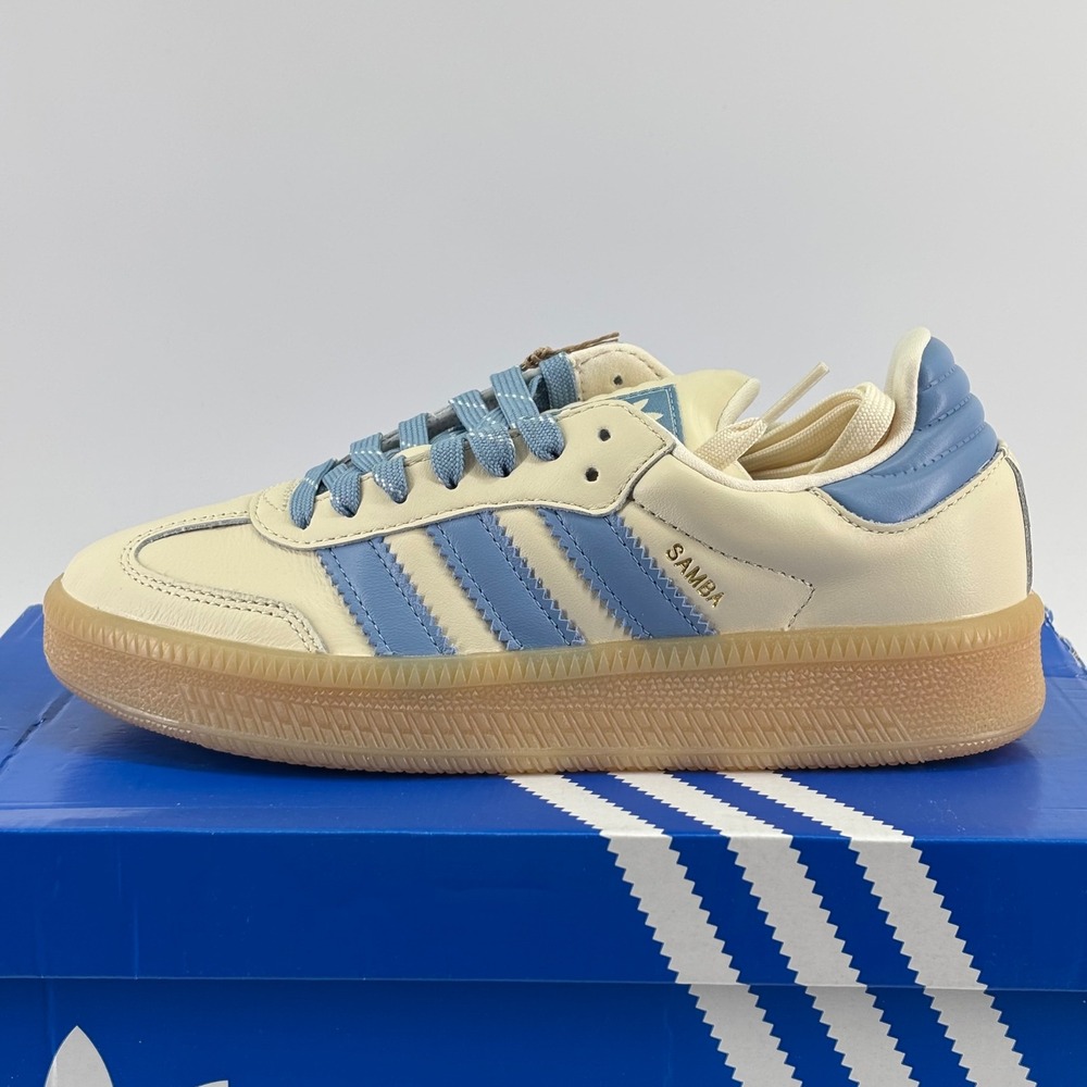 Adidas Samba XLG J Kids 5 Wonder White Ash Blue Platform HQ0251 NWT Sneakers